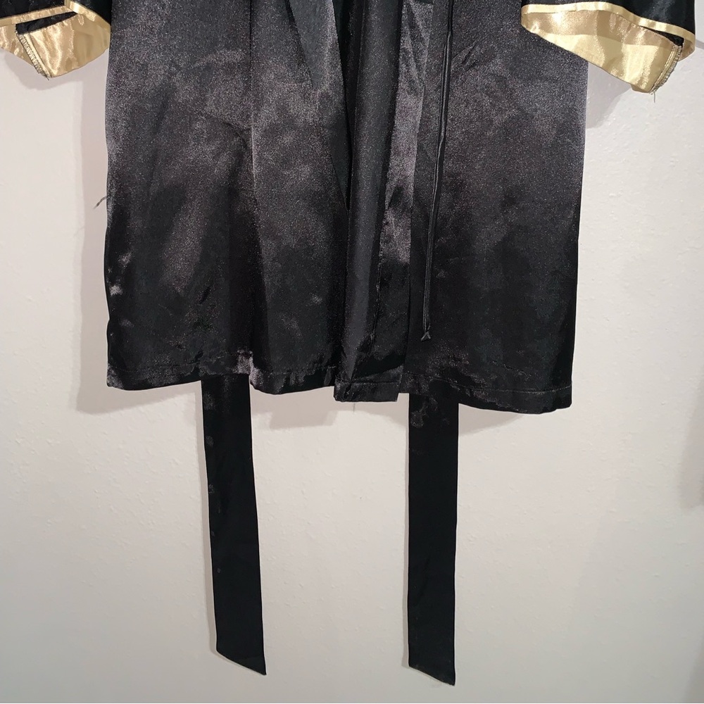 Jones New York night gown and robe black gold accents silk feel size s/m - Picture 2 of 10